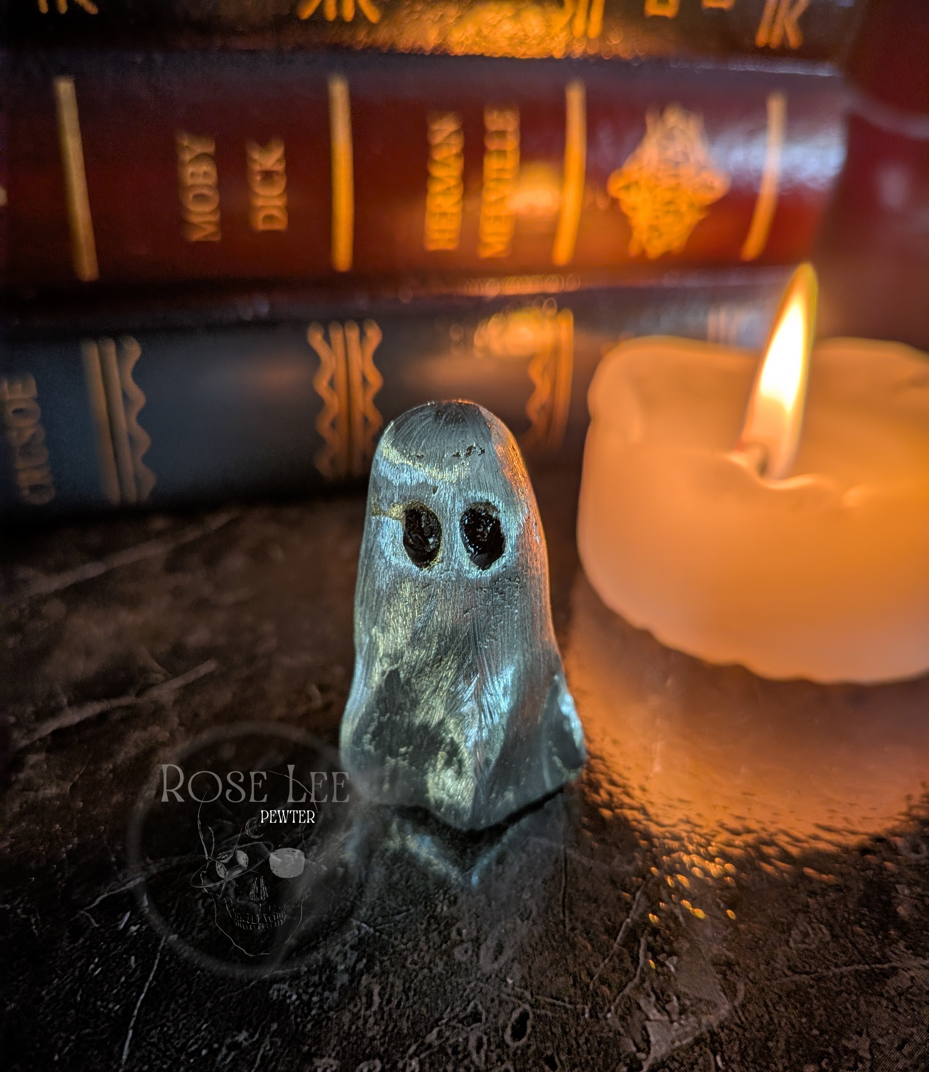 Handmade Pewter Ghost figurine collectible 