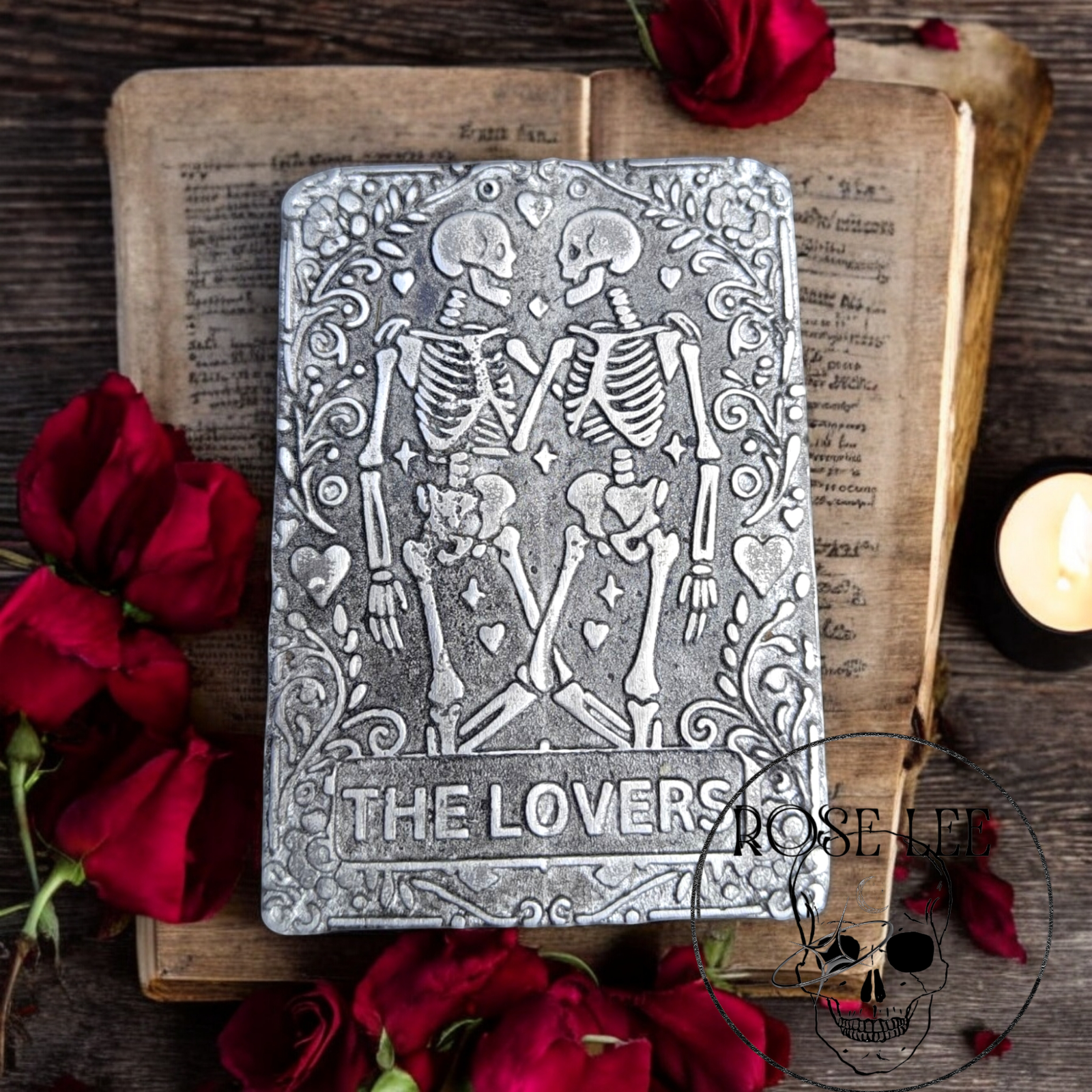 Metal Tarot Card – The Lovers – Pewter art