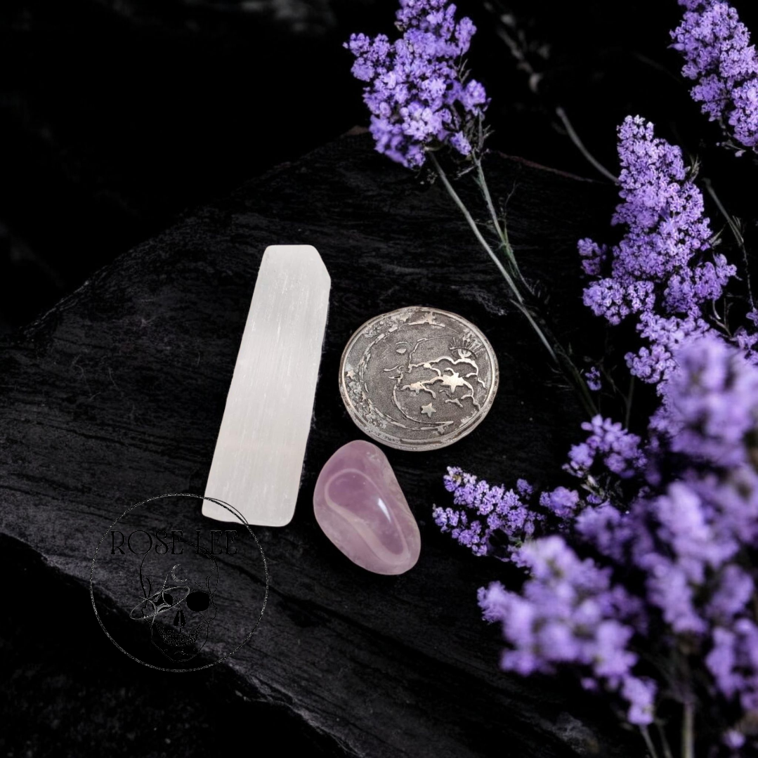 The Dream Coin Set – Somnium Nummus (with Amethyst & Selenite)