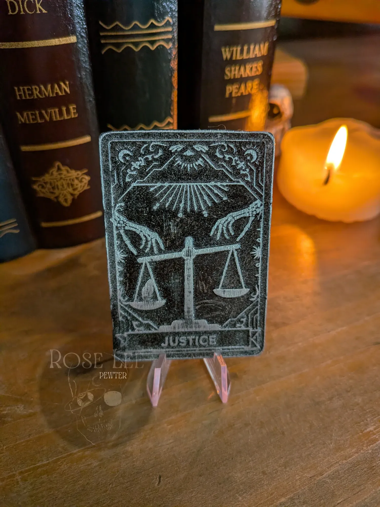 justice tarot card pewter art - gothic gift